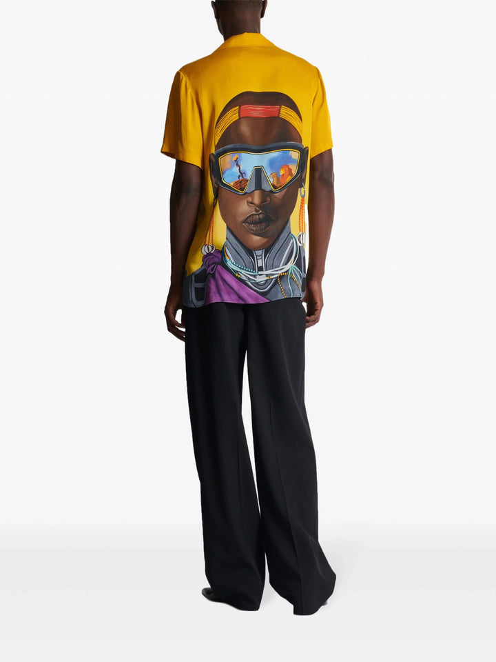 Disney X Balmain: The Lion King Satin Pyjama Shirt With Nika Mtwana Print