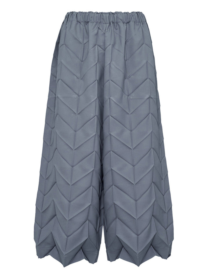 Zig Zag Pleats Bottom Wide Pants