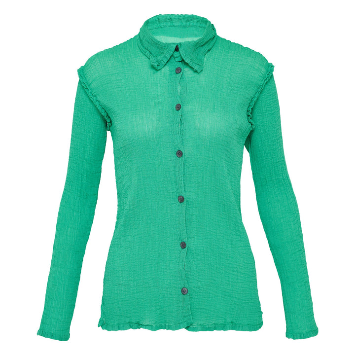 See-Through Crepe Long Sleeve Top