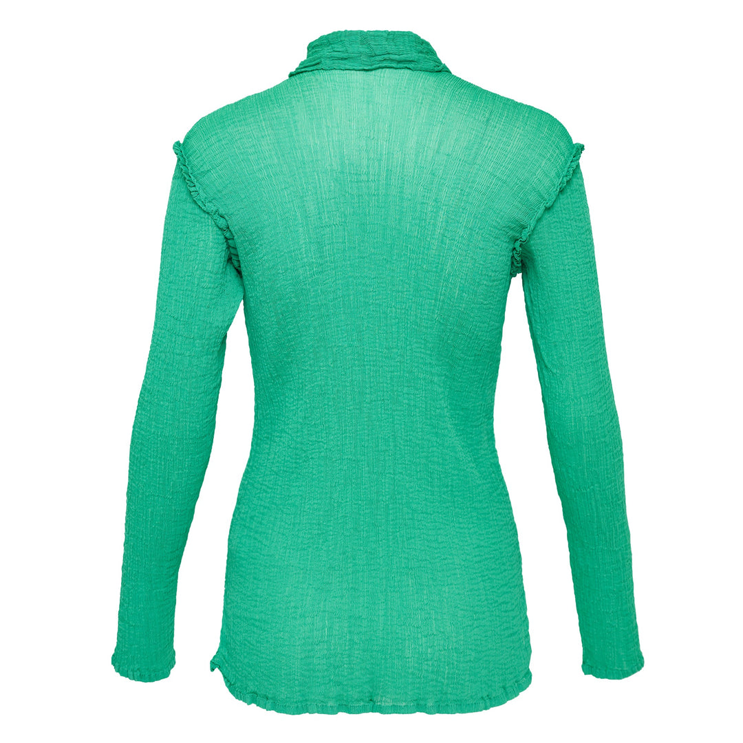 See-Through Crepe Long Sleeve Top