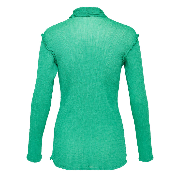 See-Through Crepe Long Sleeve Top