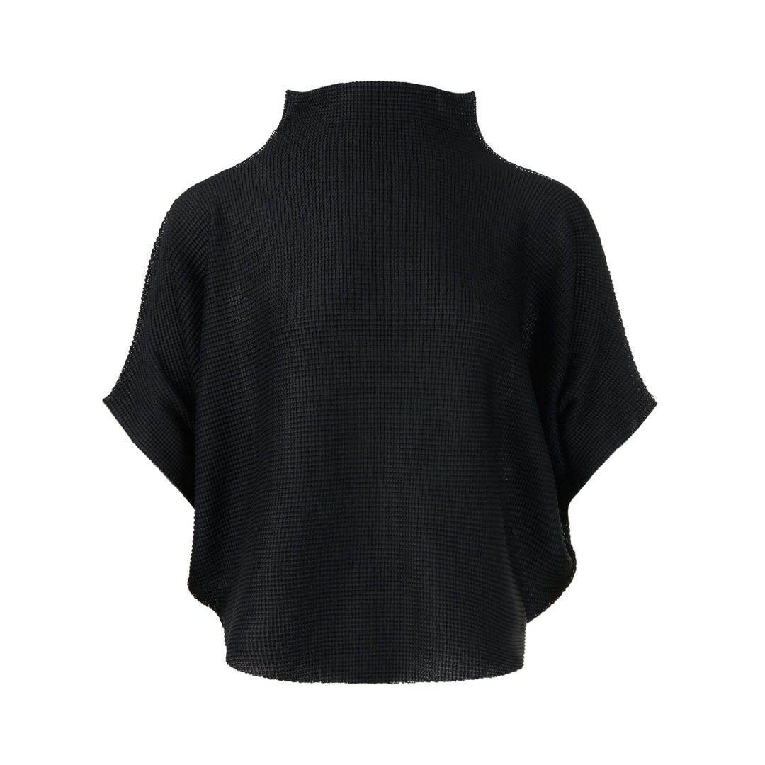 Basket Knit Stretch Pleats Top