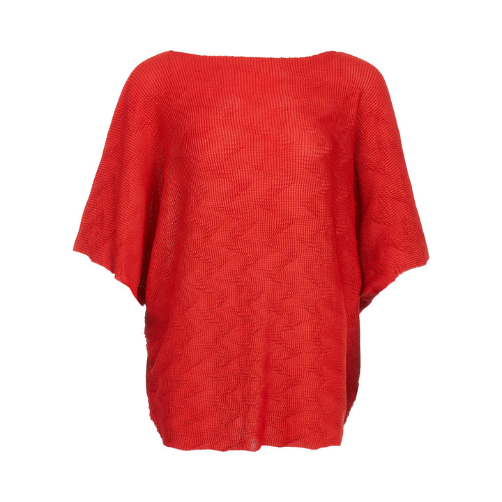 Wave Knit Stretch Pleats Top