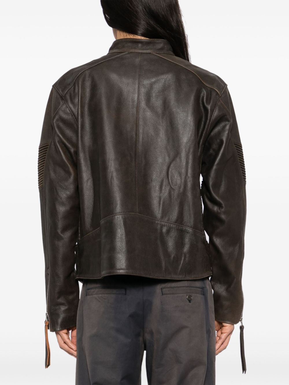 Embossed Leather Biker Jacket