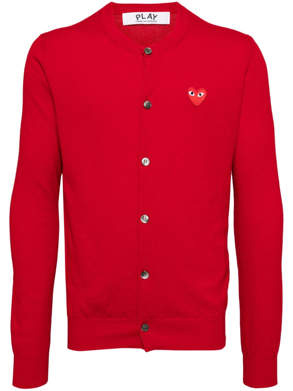 Round-Neck Red Emblem Cardigan