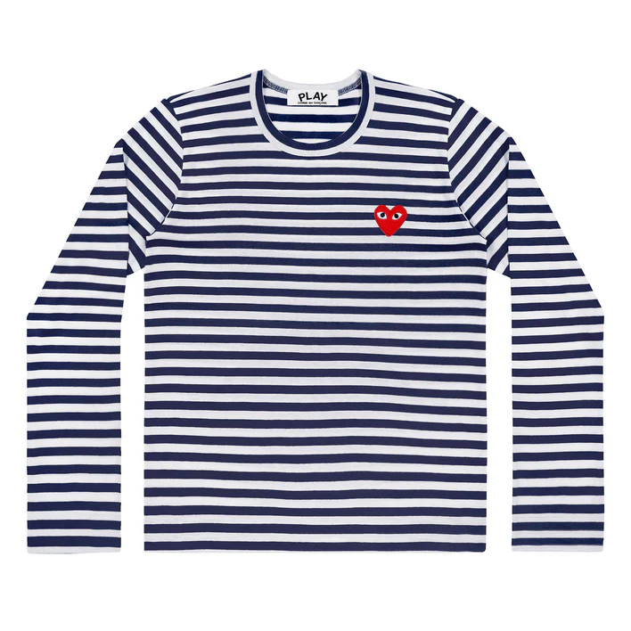 Long Sleeve Stripes With Red Emblem Tee Unisex