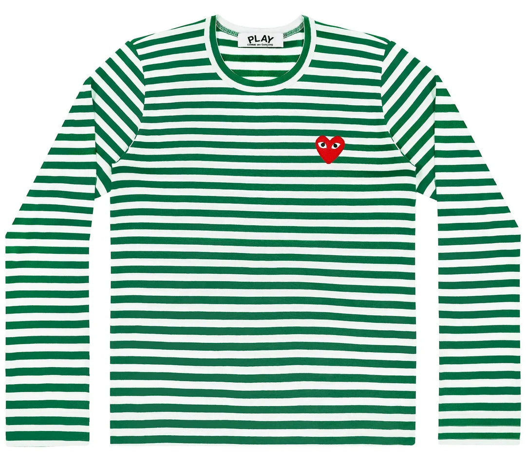 Long Sleeve Stripes With Red Emblem Tee Unisex