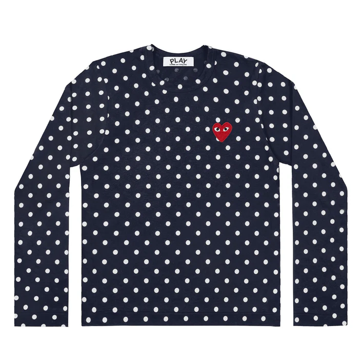 Long Sleeve Polka Dots With Red Emblem Tee Unisex