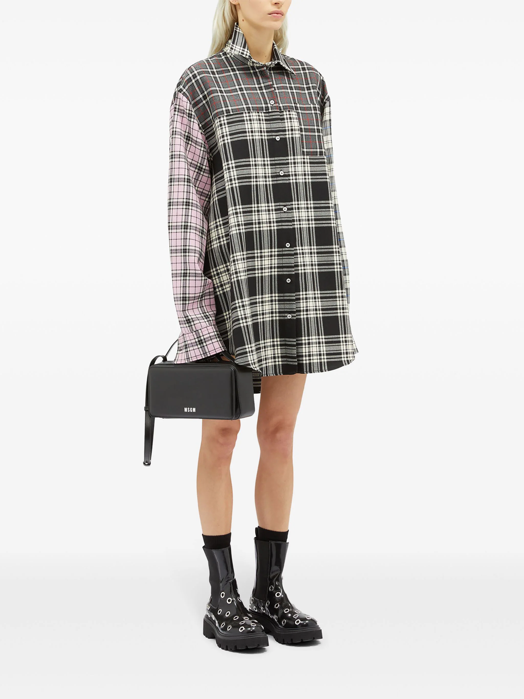 Pink Grey Checks Dress