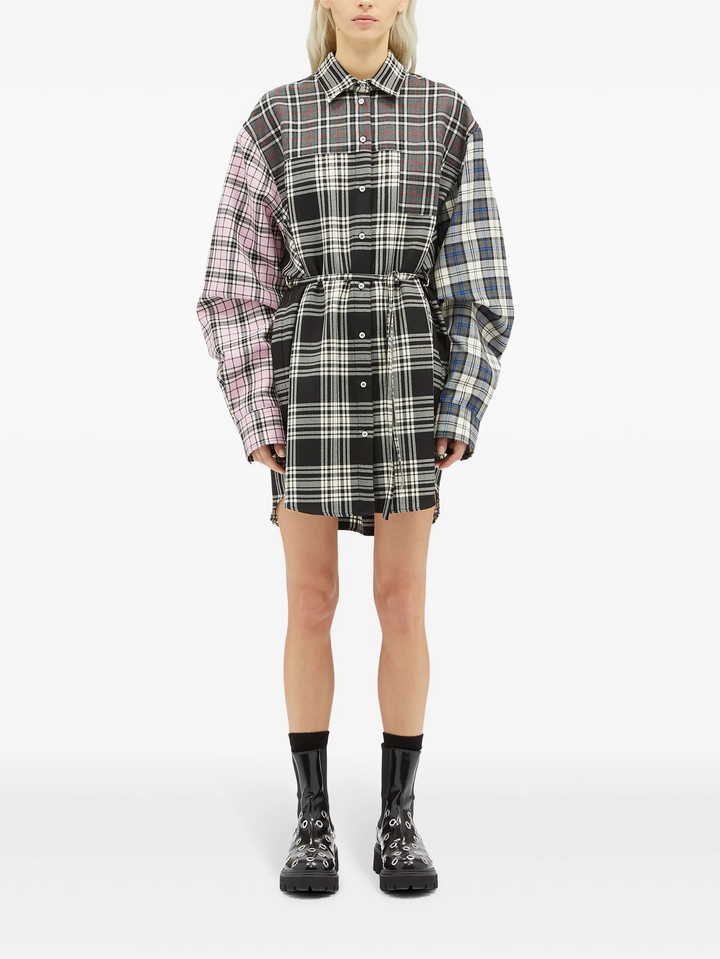 Pink Grey Checks Dress