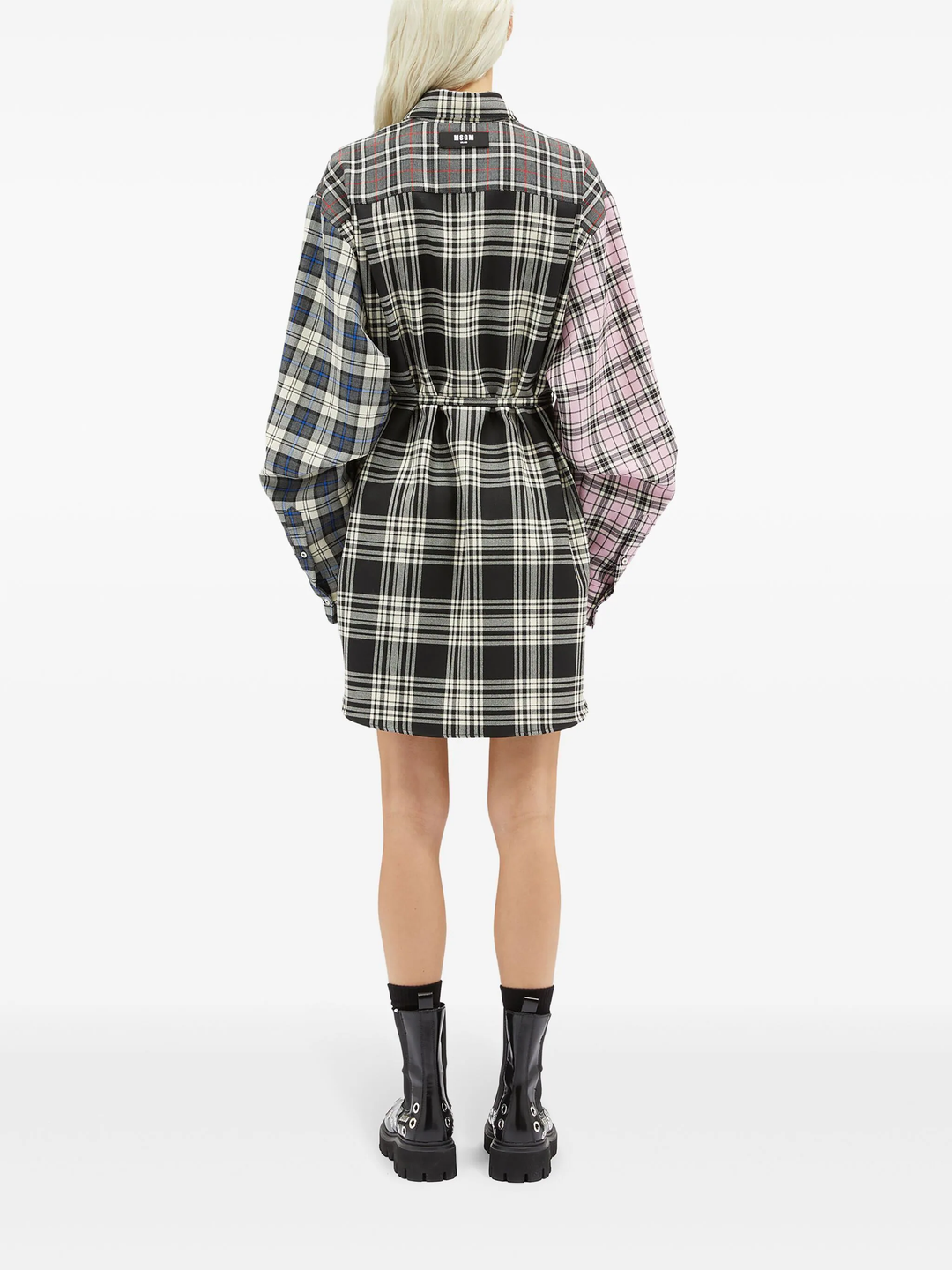 Pink Grey Checks Dress