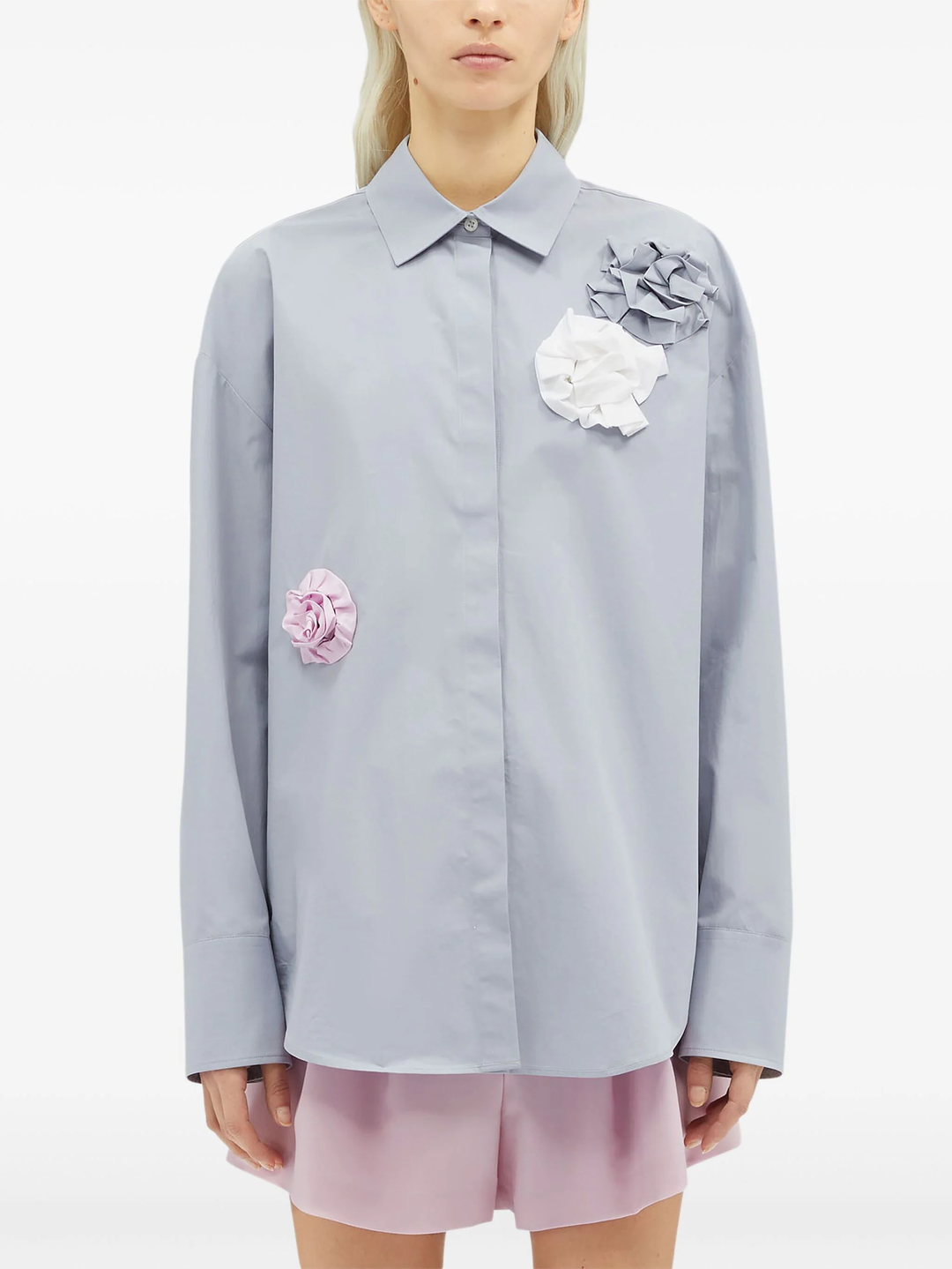 Shirt With Flowers Embellishment