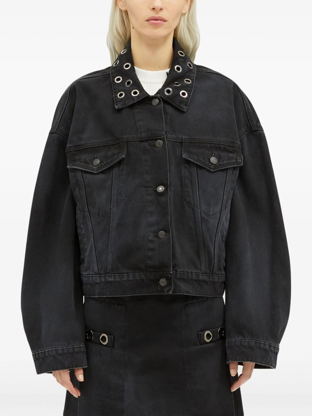 Rivet-Embellished Denim Jacket