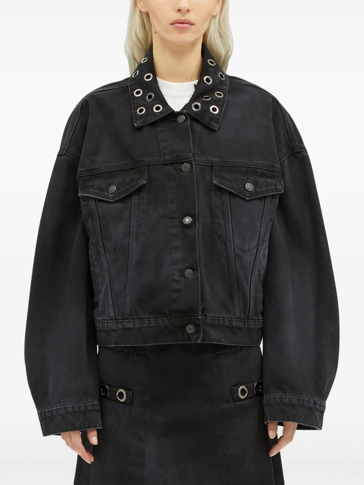 Rivet-Embellished Denim Jacket