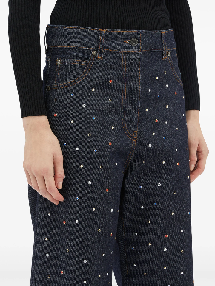 Crystal Embellished Straight Jeans