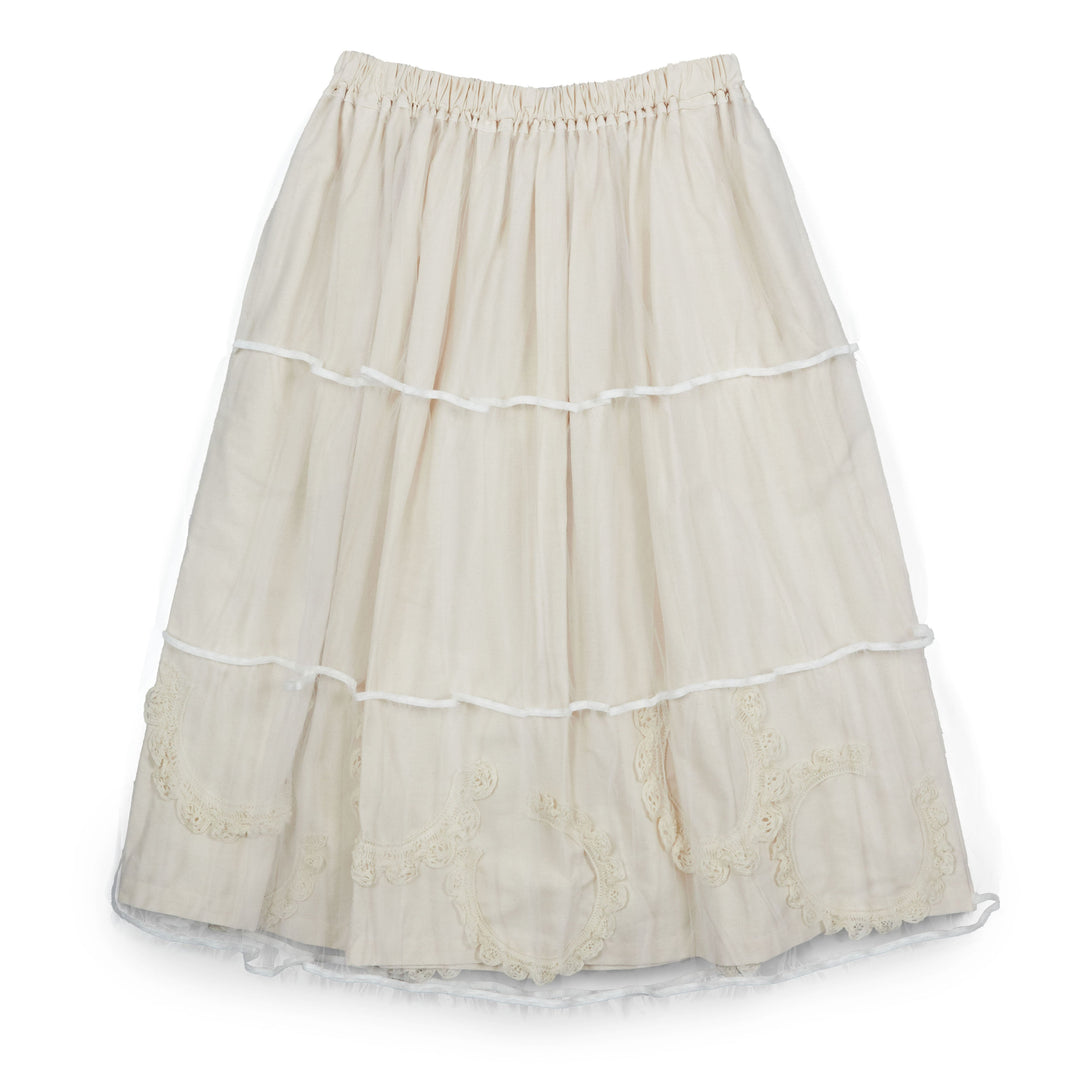 Cotton Cloth X Nylon Tulle Skirt