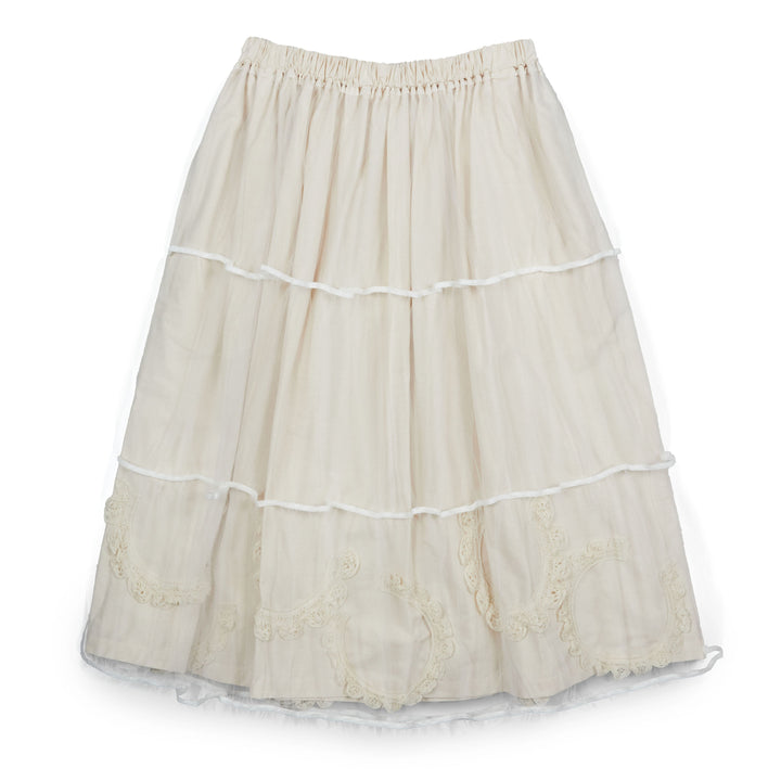 Cotton Cloth X Nylon Tulle Skirt