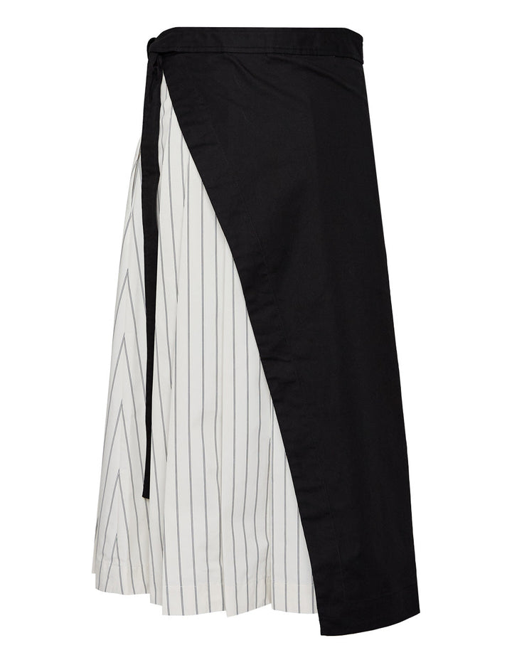 Wrap Skirt With Pleated Poplin Cotton