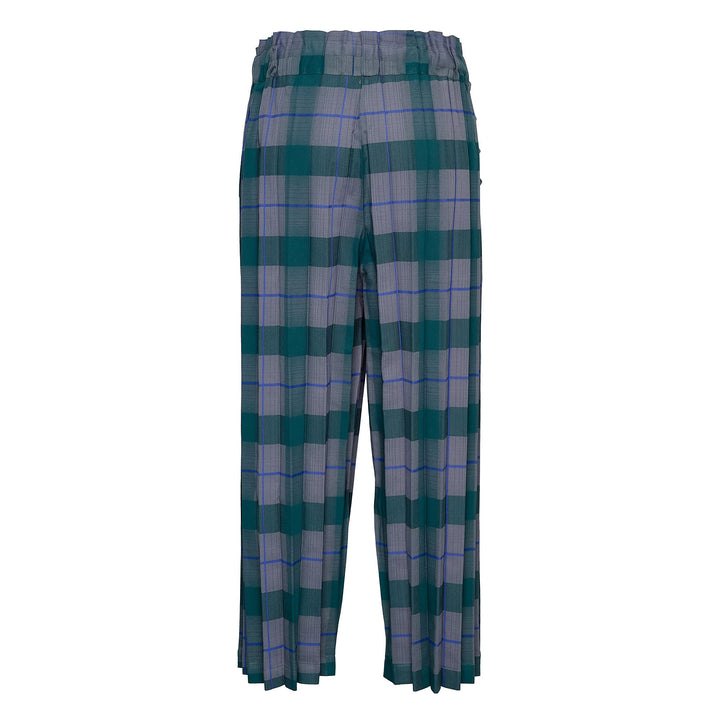 Check Pleats Bottom Pants