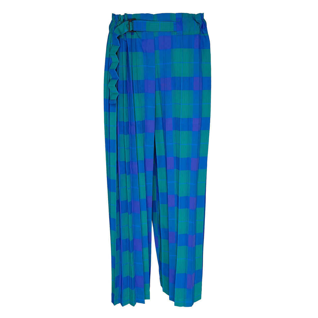 Check Pleats Bottom Pants