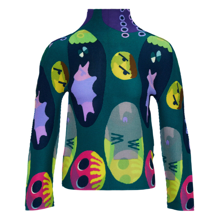Face Long Sleeve High Neck Top