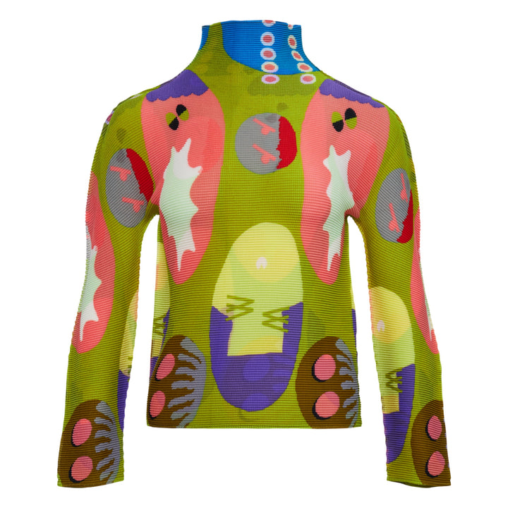 Face Long Sleeve High Neck Top