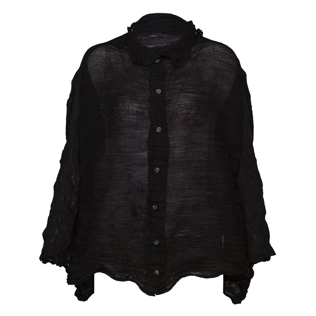 Twist See-Through Crepe Cardigan