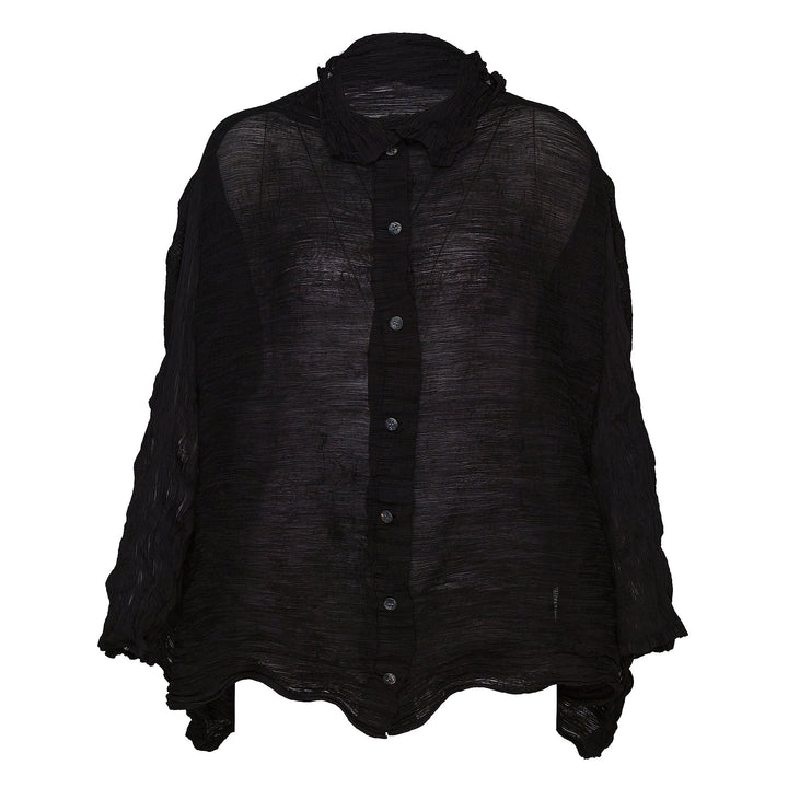 Twist See-Through Crepe Cardigan