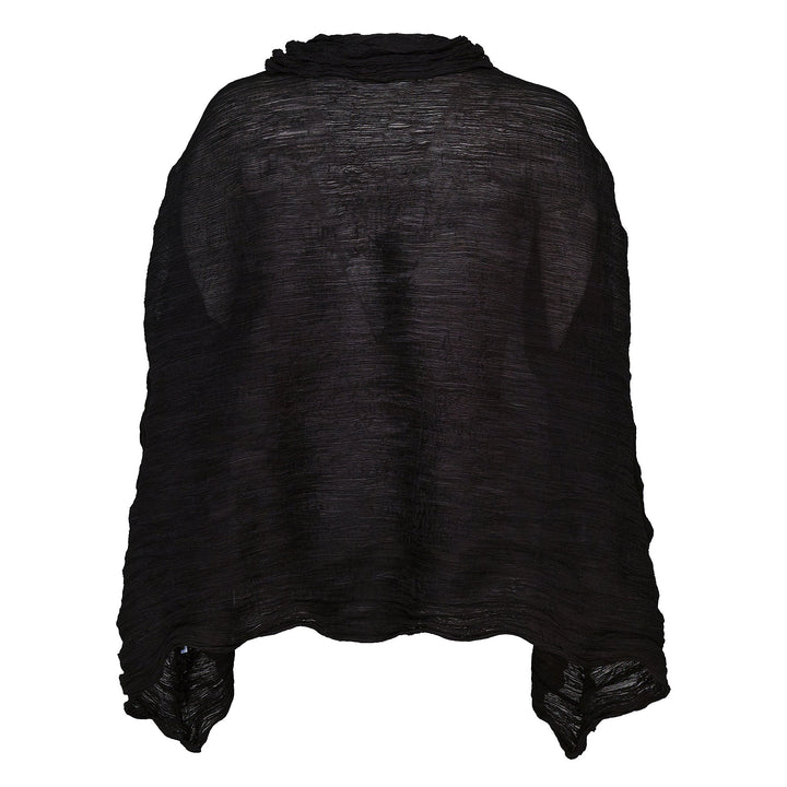 Twist See-Through Crepe Cardigan