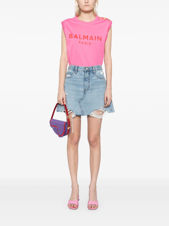 3 Button Balmain Print Tank Top