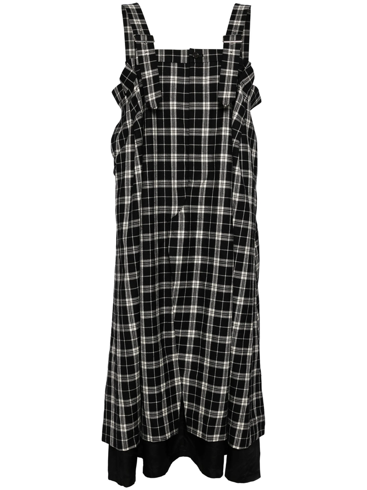 Check Pattern Wool Gabardine Dress