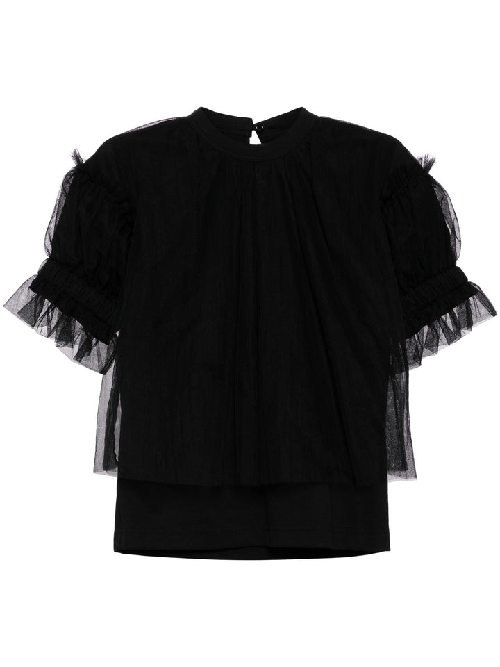 Cotton Ponte X Nylon Tulle Tee