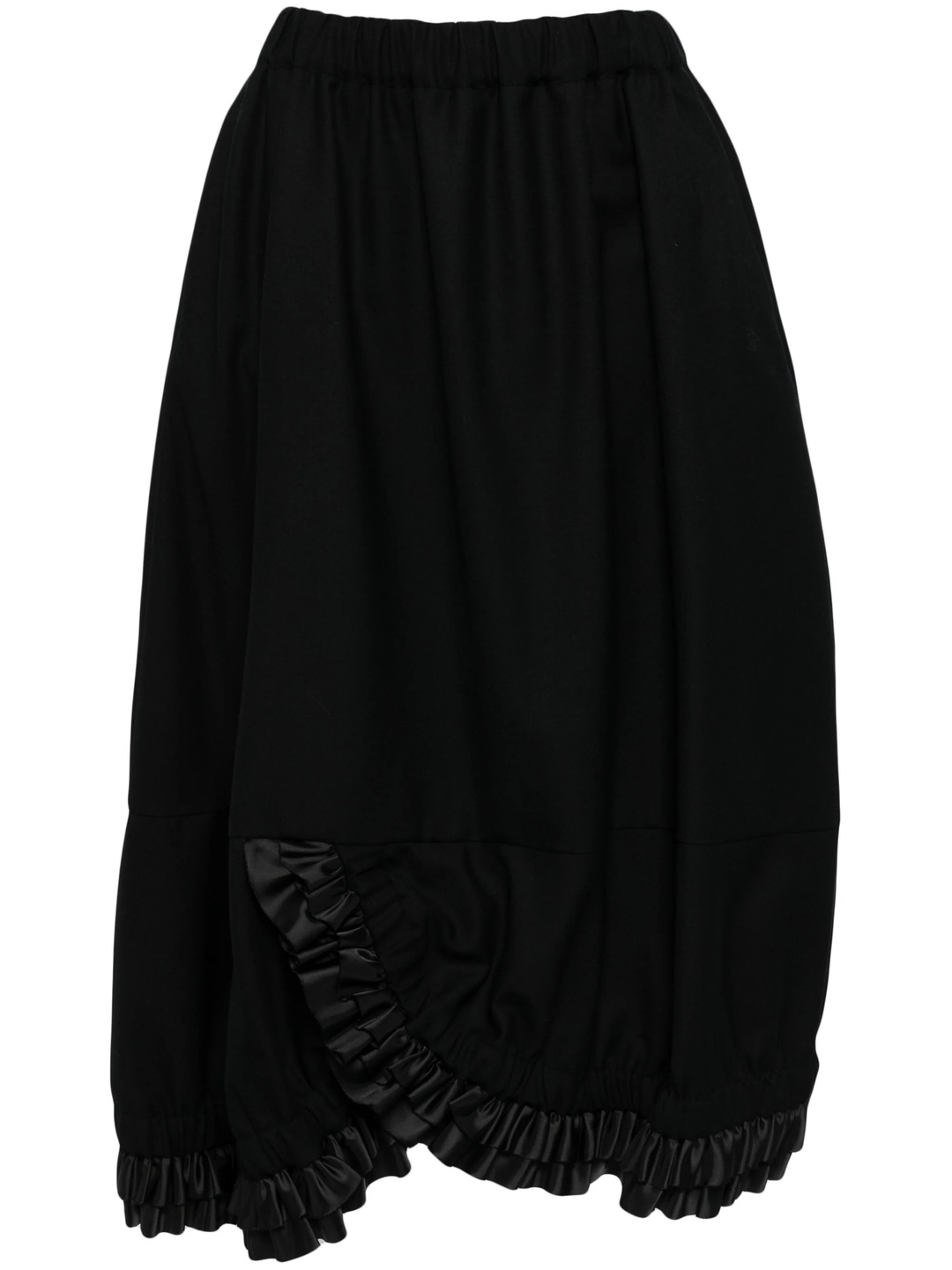 Wool Gabardine X Polyester Taffeta Skirt