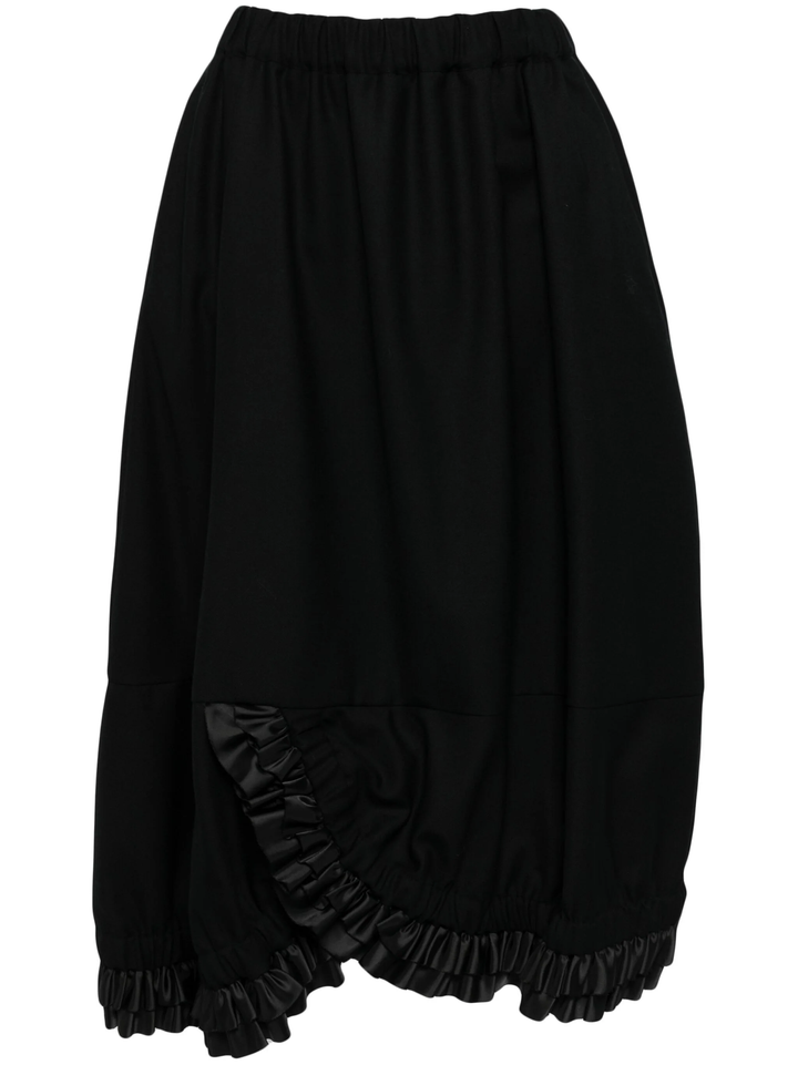 Wool Gabardine X Polyester Taffeta Skirt