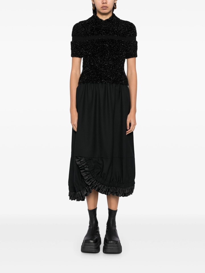 Wool Gabardine X Polyester Taffeta Skirt