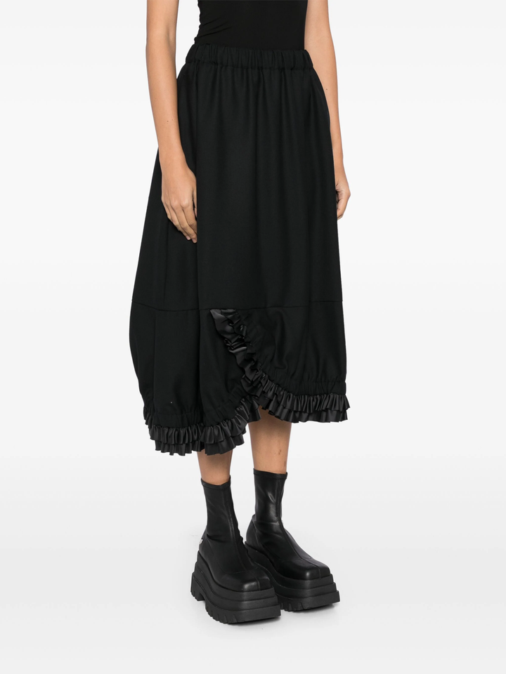 Wool Gabardine X Polyester Taffeta Skirt