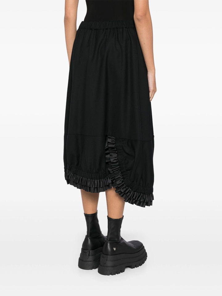 Wool Gabardine X Polyester Taffeta Skirt