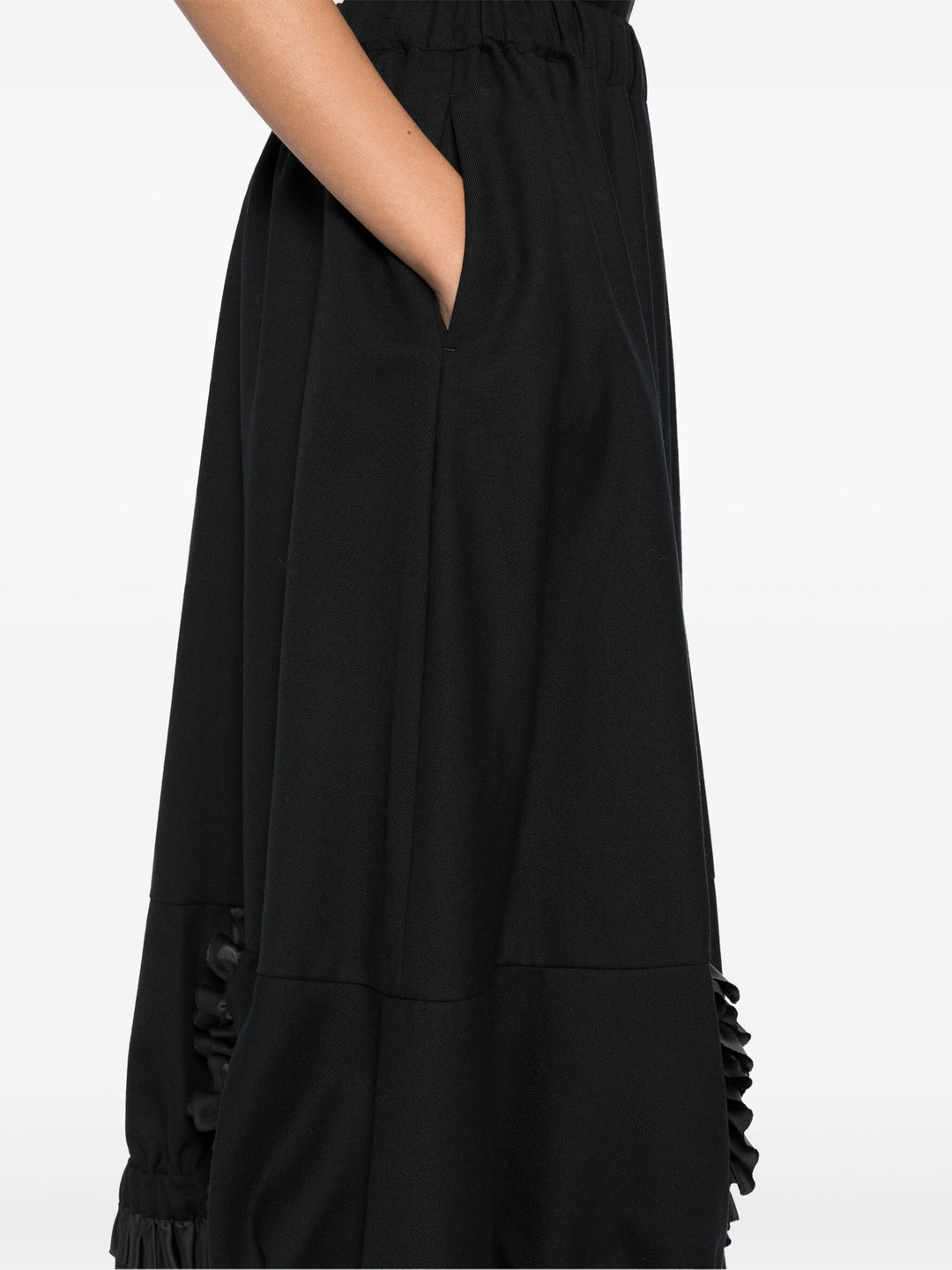 Wool Gabardine X Polyester Taffeta Skirt