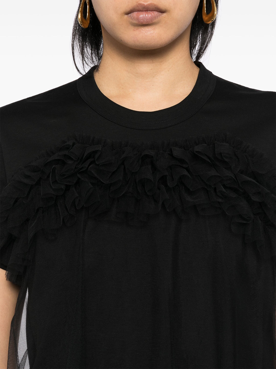 Cotton Ponte X Nylon Tulle T-Shirt