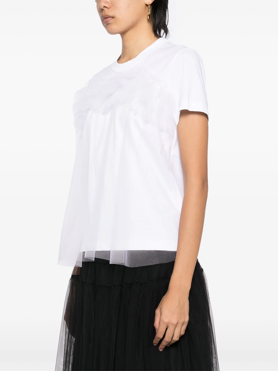 Cotton Ponte X Nylon Tulle T-Shirt