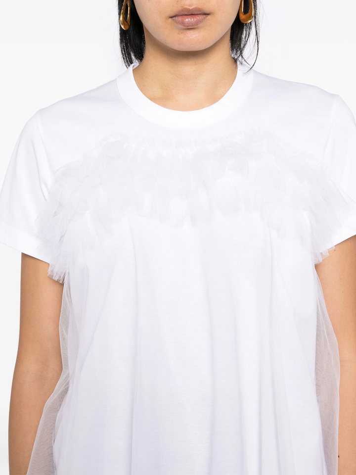 Cotton Ponte X Nylon Tulle T-Shirt