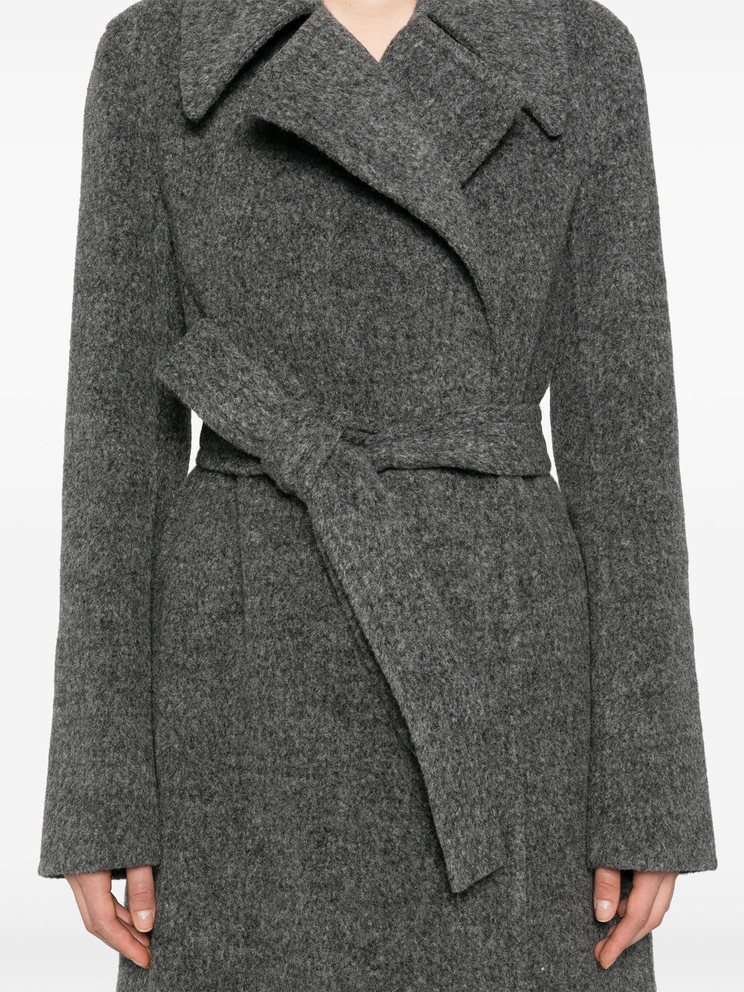 Long Slim Double Breasted Belt Coat