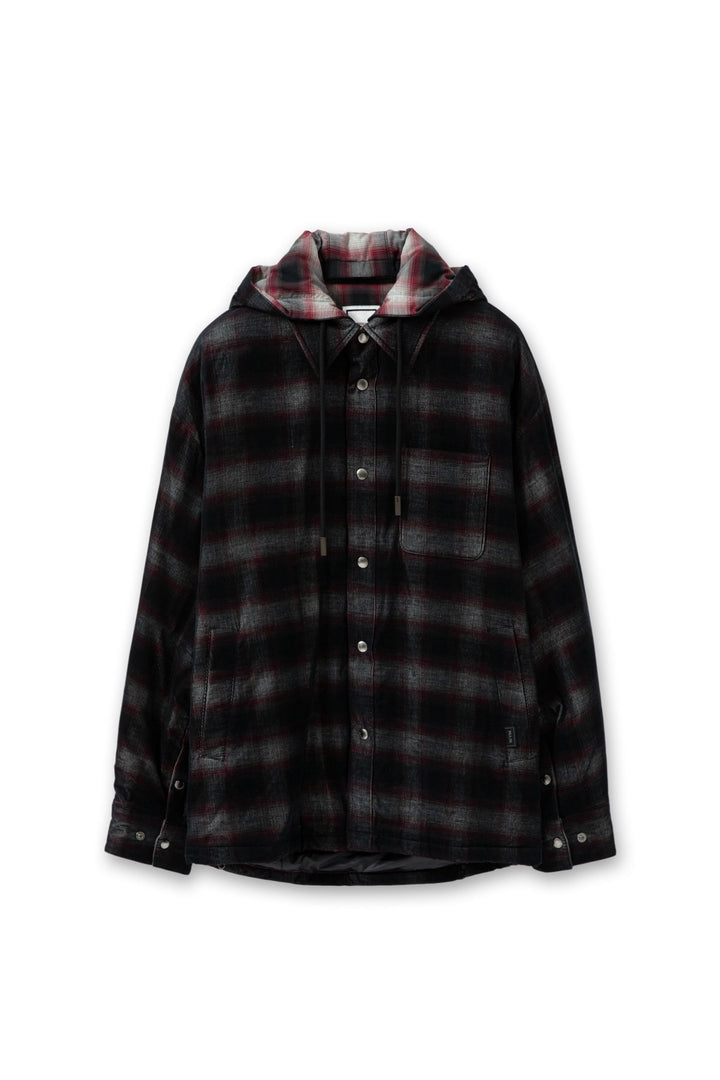 Corduroy Check Hooded Shirt