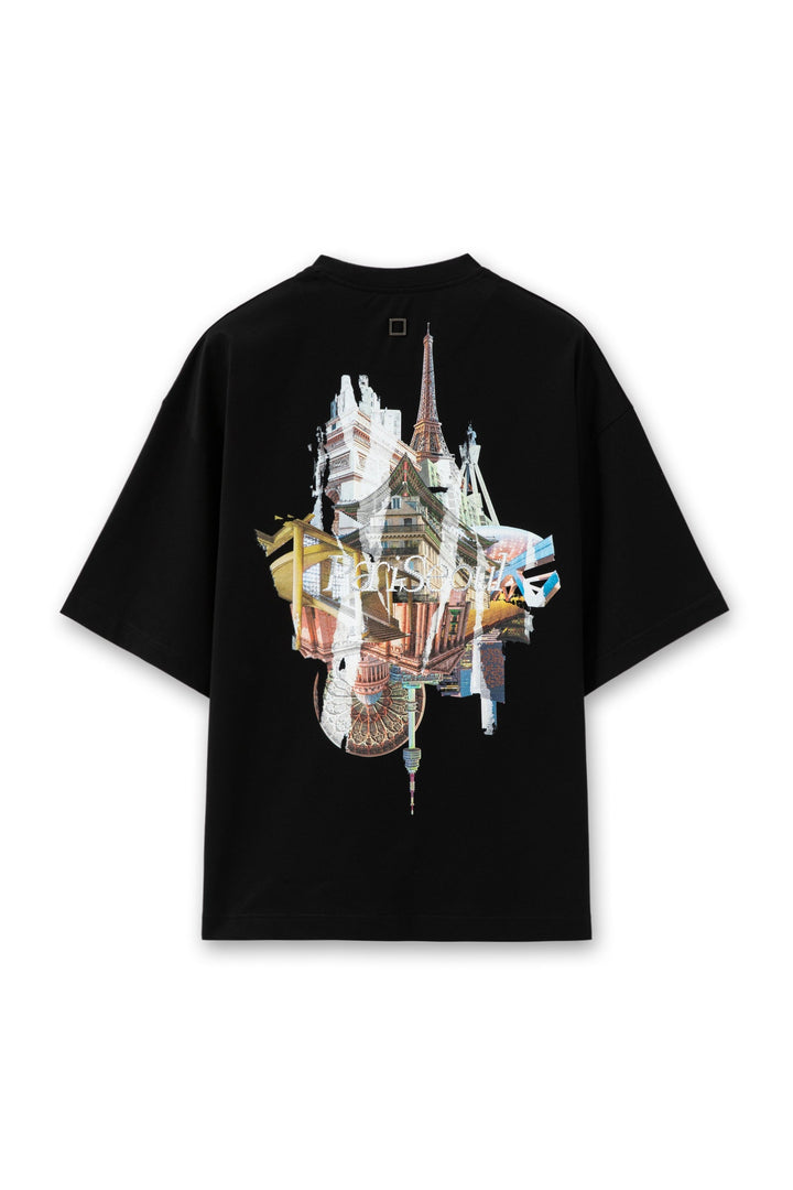 Oversized Paris Seoul Scene Print Tee