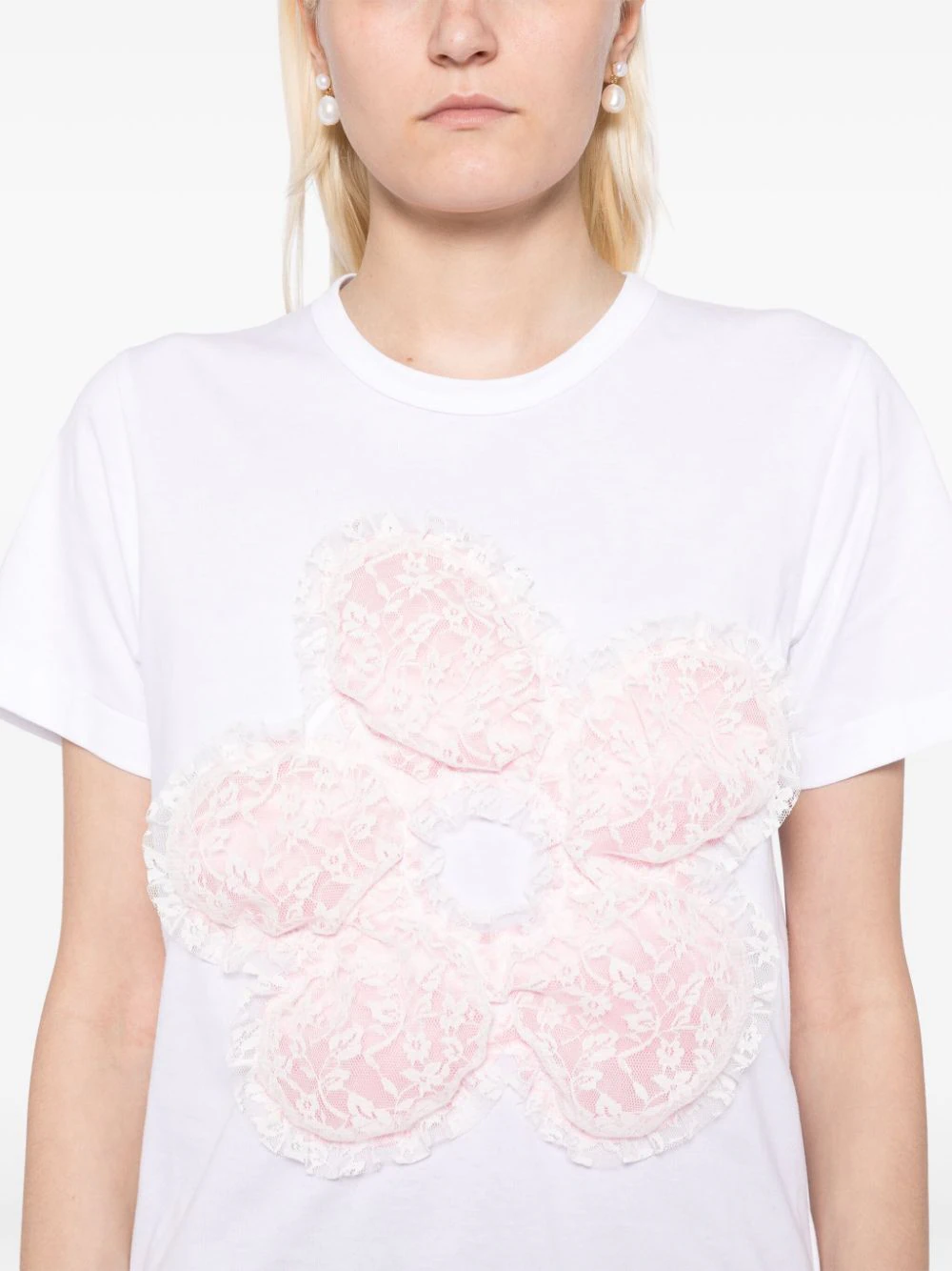 Flower Motif Patch T-Shirt