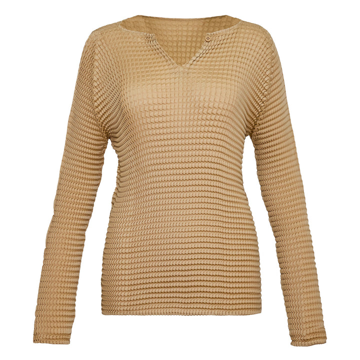 Suede Like Pleats Pleated Tops