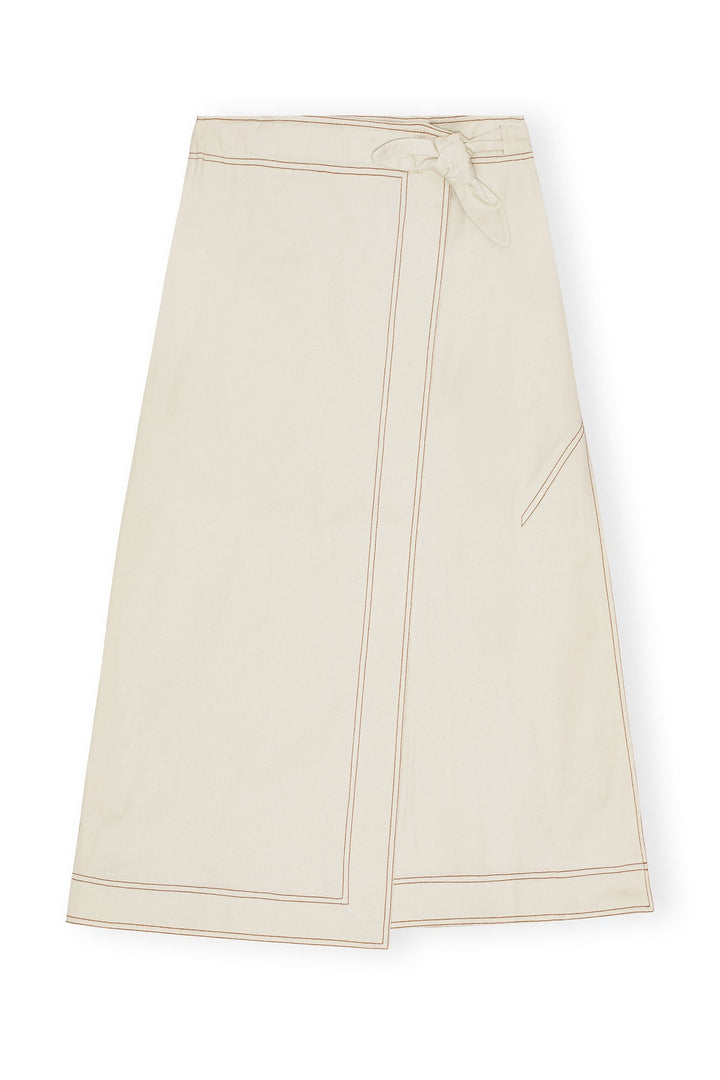 Herringbone Canvas Long Wrap Skirt