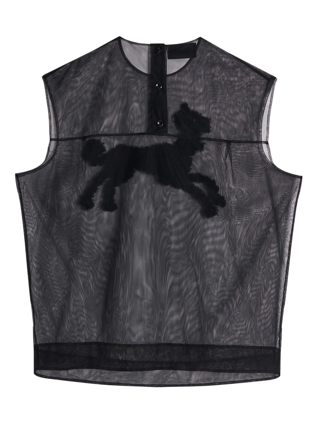 Sheer Boxy Tank Top With Creature