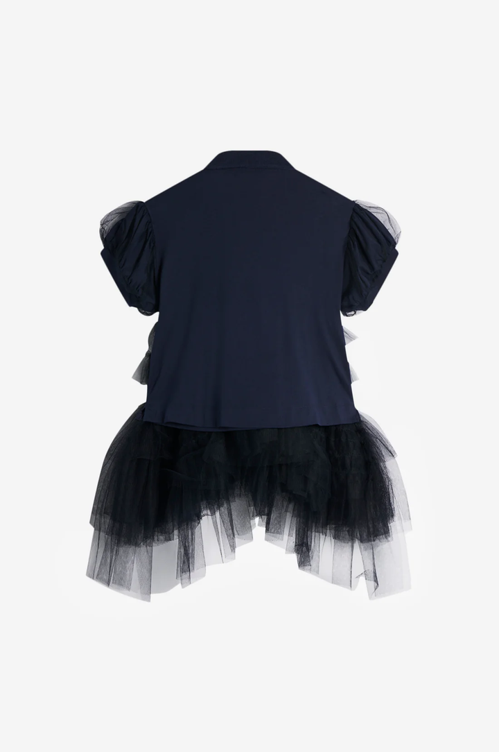 Puff Sleeve Tulle Frill Polo