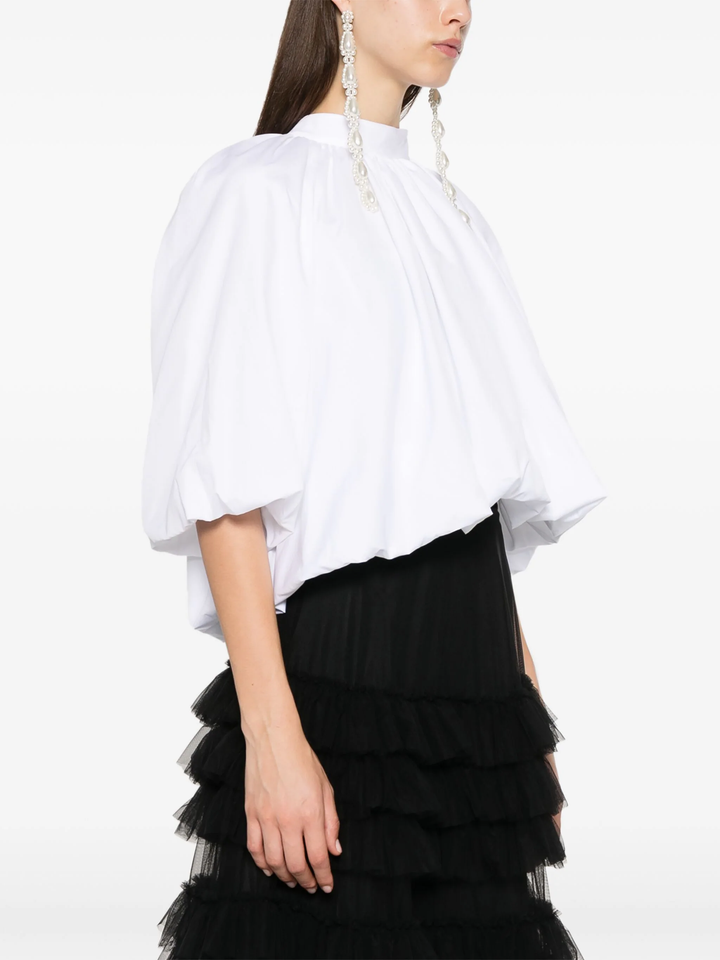 Puff Sleeve Back Bow Balloon Top